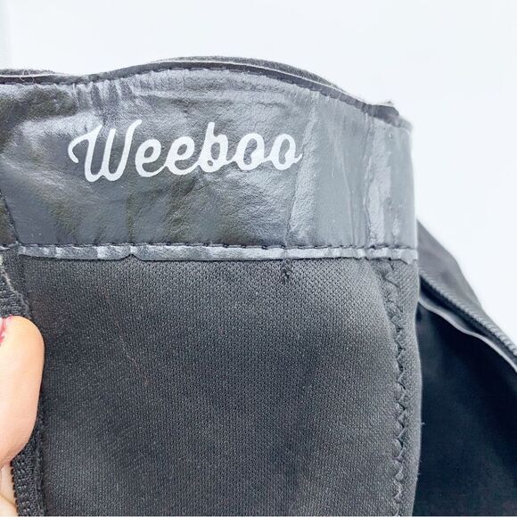 Weeboo‎ Black Faux Suede Allie-1 Chunky Heel Boot w/Fur Trim - Picture 7 of 15